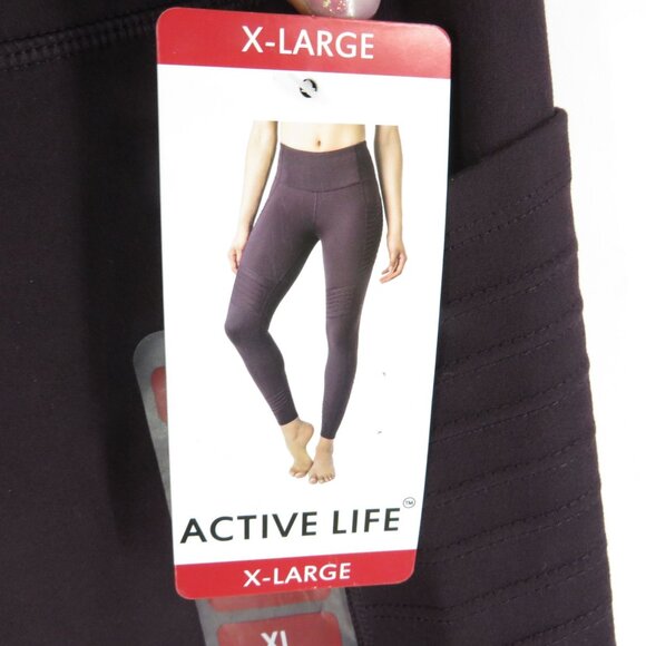 Active Life Women's X-Large Dark Cherry High-Waist Leggings Pockets NWT $98 - Picture 1 of 6